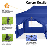 COBIZI 10x20 Pop up Canopy Tent 10x20 Canopy with 6 Sidewalls Waterproof Heavy Duty Commercial Canopy Tent for Parties Outdoor Tent Garden Gazebo Tent, Carry Bag with Wheel(10x20ft, Dark Blue) COBIZI