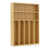 JoyJolt Bamboo Drawer Organizer, 7-Compartment Silverware Organizer, Cutlery and Utensil Organizer, Drawer Organizers for Garage, Kitchen, and Bathroom, Organizer Drawers for Kitchen Utensils JoyJolt