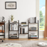 EYOCAL Triple 3 Tier Bookshelf, Wide Industrial Large Book Shelf with 8 Open Display Shelves for Home & Office, Rustic Brown EYOCAL