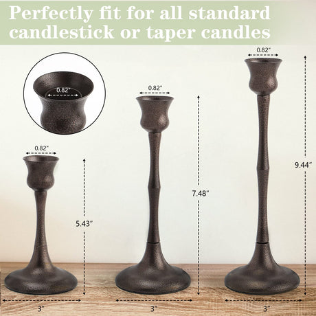 Candle Stick Candle Holder Set of 3 Metal Candlestick Holders Candle Stand Taper Candle Holders for Table Centerpiece Fireplace Mantle Decor, Ideal Gift for Wedding Thanksgiving Christmas Housewarming SHOHAYTO