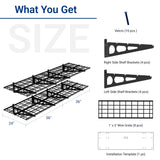 FLEXIMOUNTS 2-Pack 2x6ft Garage Shelving with Hooks 24-inch-by-72-inch Wall Shelf Garage Storage Racks Floating Shelves, Black FLEXIMOUNTS