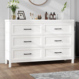 Jocoevol 6 Drawer Dresser for Bedroom, Farmhouse Dresser with Deep Drawers, Large White Dresser Wooden Double Dresser Chest of Drawers for Living Room, Hallway, Entryway (White, 6 Drawer) Jocoevol