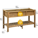 DWVO 48x18x30in Raised Garden Bed, Poly Wood Planter Box Stand,Weather Resistant Planter Box with Legs & Storage Shelf, Elevated Garden Bed for Backyard, Patio, Balcony,Brown DWVO