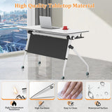 Folding Conference Table,Rolling Meeting Table for Conference Room,Flip Top Mobile Trainning Table with Wheels,Foldable Conference Room Tables,Rectangle Meeting Seminar Table for Office (4Pack 53.1in MSFDC