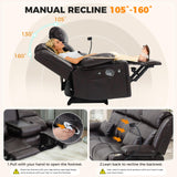 SENYUN 3-Seater Recliner Sofa, Flip Middle Backrest Manual Reclining Couch with Storage Drawer, Phone Holder and USB A&C Ports, Loveseat Recliner for Home Theater,Living Room,RV(Leather,Brown) SENYUN
