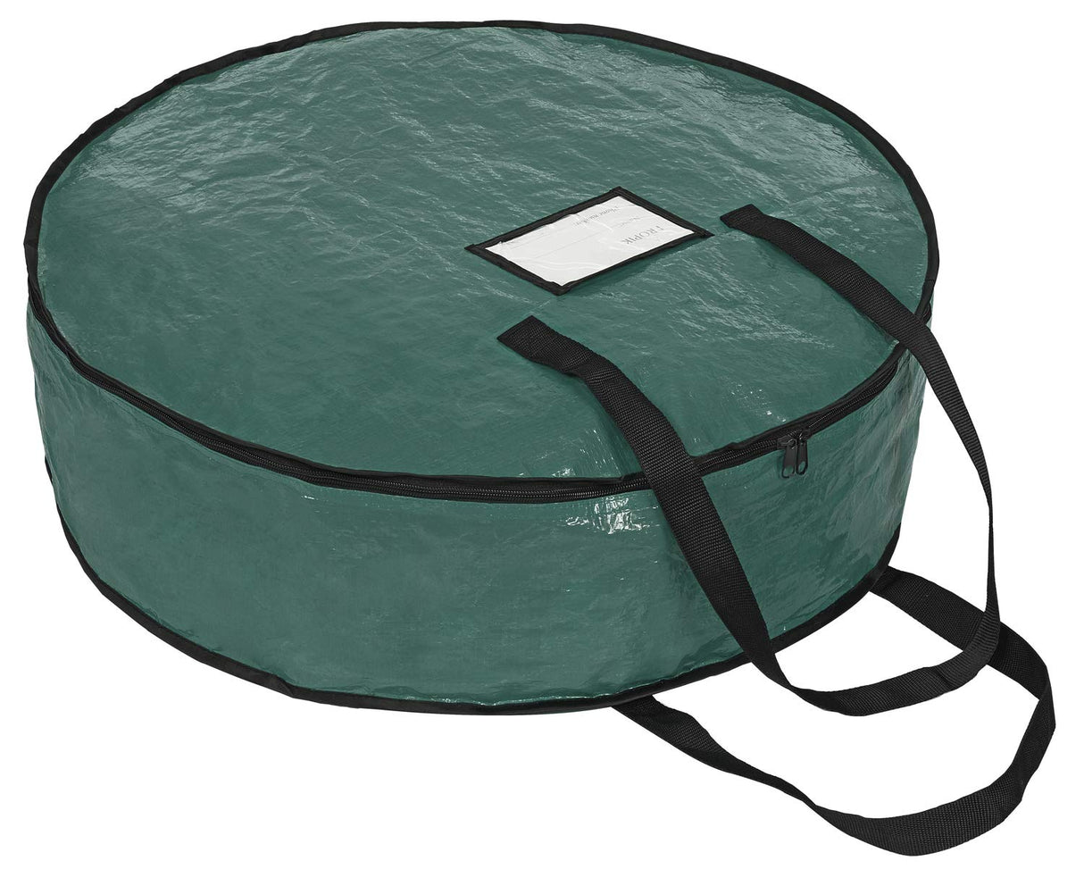 ProPik Christmas Wreath Storage Bag 36" - Garland Holiday Container with Tear Resistant Material - Featuring Heavy Duty Handles and Transparent Card Slot - 36” X 8” (Green) ProPik