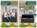 GULAIMOAO 80 Gallon Outdoor Storage Box, Deck Box with Waterproof and UV Resistant, Resin Patio Furniture with Lockable for Garden Tools and Pool Supplies, Black GULAIMOAO