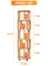 Suuiwau 5-Tier Rotating Bookshelf 360 ° Spinning Bookshelf Tower Wood Revolving Bookcase Corner Kids Bookshelves,Tall Narrow Storage Organizer with Sturdy Construction for Bedroom, Living Room Suuiwau