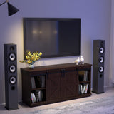 JUMMICO TV Stand for 65 Inch TV, Entertainment Center with Storage Cabinets and Sliding Barn Doors, Mid Century Modern Media TV Console Table for Living Room Bedroom (Brown) JUMMICO