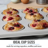 Martha Stewart Gallen 12 Cup Nonstick Carbon Steel Muffin/Cupcake Pan - Cool Grey Martha Stewart
