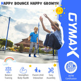 GYMAX Trampoline for Kids, ASTM Approved 12FT 14FT 15FT 16FT Recreational Toddler Trampoline with Enclosure Net, Basketball Hoop, Basketball & Pump, Rebounder Trampoline for Adults (12FT) Black+Blue GYMAX