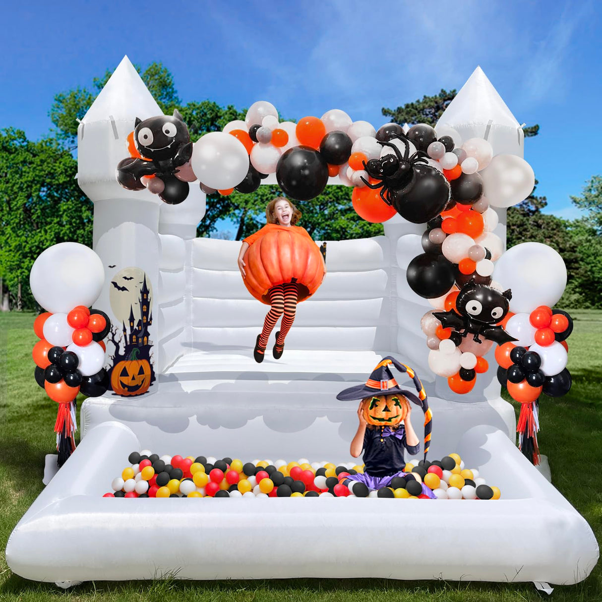 iLink-outer White Bounce House for Kids - 10x8x8FT Oxford White Bouncy House with Ball Pit, Perfect for Parties & Events,Safe and Fun for All Ages iLink-outer