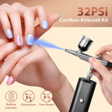 Airbrush Kit with Compressor, 32PSI Handheld Mini Air Brush Gun Set, Portable High Pressure Air Brushes for Painting, Tattoo, Nail Art, Mode, Makeup, Cake, Barber WoodArtSupply