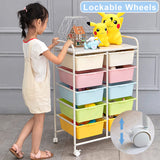 Ytaoka 10 Drawers Rolling Storage Cart, Plastic Drawer Cart with Metal Frame, Multipurpose Art Craft Cart Organizer with Wheels, Utility Cart with Drawers for Home, Office, School, Multicolor Ytaoka