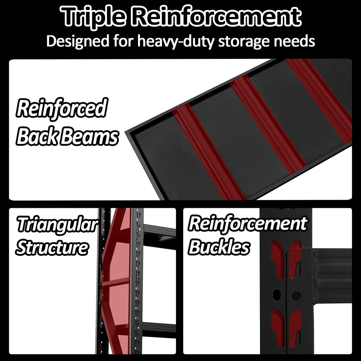 CBCNWR 3000LBS Heavy-Duty Garage Shelving, 59" W Metal Shelves, 4-Tier Adjustable Garage Shelving Units, Storage Racks for Warehouse, Workshop CBCNWR