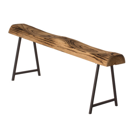 Vintiquewise Rustic Carved Wood Natural Log Accent Bench for Entryway, Indoor and Outdoor Vintiquewise