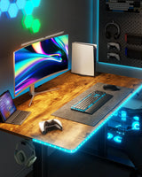 Marsail Electric Standing Desk with LED Lights, 48 * 24 Inch Adjustable Height Sit Stand up Desk for Home Office Furniture Computer Desk with 3 Memory Presets, Headphone Hook Marsail