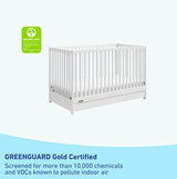 Graco Teddi 5-in-1 Convertible Crib with Drawer (White) – GREENGUARD Gold Certified, Crib with Drawer Combo, Full-Size Nursery Storage Drawer, Converts to Toddler Bed, Daybed and Full-Size Bed Graco