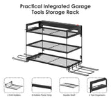 CCCEI Garage Tools Storage with Charging Station. Power Tool Battery Organizer Utility Shelf with Power Strip. 4 Drills Holder Wall Mount Rack, Black 3 Layer. CCCEI