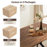 Fadidio 71" Large Dining Table for 6 Person Wood Kitchen Table Dining Room Table Mid Century Modern Cross Metal Led for Cafe Restaurant Home Office Conference Oak Grid Rectangular Fadidio