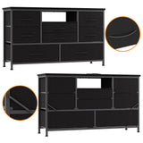 Jojoka 8 Dresser TV Stand with Power Outlet & LED for 55'' TV, Long Dresser for Bedroom with 8 Deep Drawers, Wide Console Table for Storage in Closet, Living Room, Entryway, Wood Top Jojoka