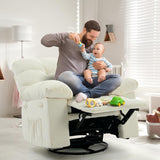 Oversized Swivel Rocker Recliner Chair for Adult,360°Swivel Rock Recliner,Extra Wide Manual Recliners,Chenille Upholstery Overstuffed Soft Rocking Sofa Chair,Beige OUTGOODS