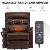 DYNOX 400 LBS Big Tall Man Large-Wide Power Dual Motor Lift Recliners Chairs for Elderly, Lay Flat Lift Chair with Infinite Positions, Heat & Massage, Extended Footrest (9298L,Faux Leather,Brown) DYNOX
