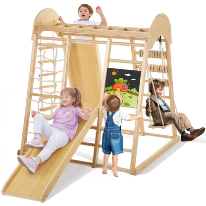 Indoor Jungle Gym, Toddler Climbing Toys Indoor, 8 in 1 Indoor Playground Climbing Toys for Toddlers with Swing Slide Ladder Monkey Bars Playground