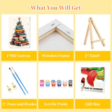 Framed Paint by Numbers Kit for Adults Beginners & Kids Ages 8-12,Christmas Tree Adult Paint by Number Kits on Canvas with Easel, Acrylic Oil Painting Kits for Adults for Gift Home Decor(8x12 inch) Arttoplus