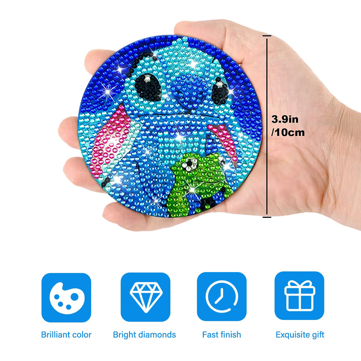 FILASLFT 8 Pcs Diamond Painting Coasters with Holder, Beginners DIY Diamond Art Coasters Crafts for Adults,Small Diamond Painting Kits Circular Coaster Suitable for Gifts and Office Home FILASLFT