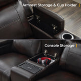 P.H.Furn Power Loveseat Recliner Sofa, Home Theater Seating with Adjustable Headrest, Blue LED Lighting, Reclining Loveseat, Storage, Cup Holder, USB, Charging P.H.Furn