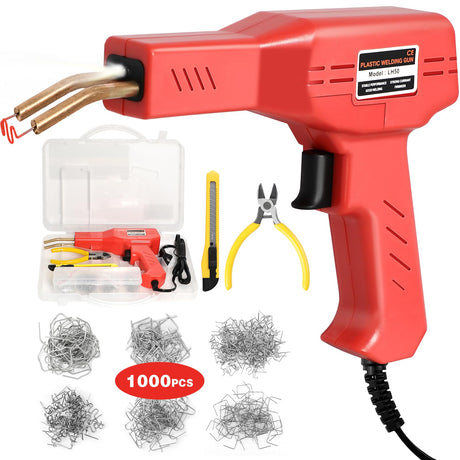 ATOLS Plastic Welder, 1000PCS Staples, Plastic Welding Kit, Hot Stapler Kit, Plastic Welder Gun Kit, Car Bumper Repair Kit, Plastic Repair Kit (Corded, Red) ATOLS