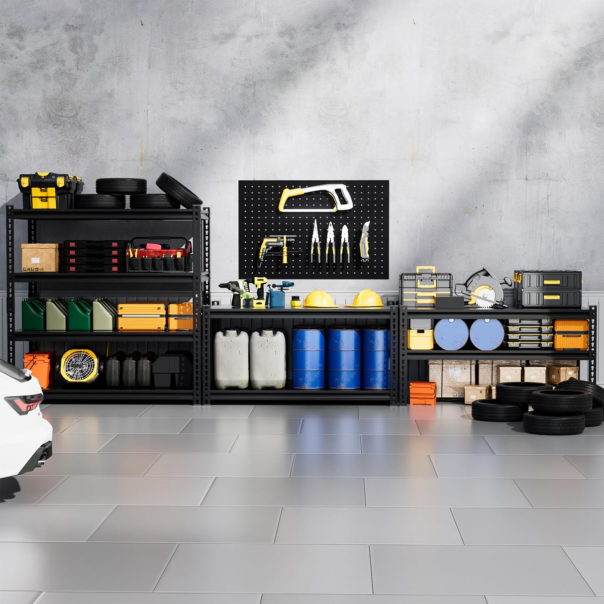 cynnda 4-Tier 40" W X 20" D X 60" H Storage Shelves 2500LBS Garage Shelving Metal Storage Shelf Adjustable Metal Racks with Shelves Heavy Duty Shelving Units and Storage Utility Shelf (Black) cynnda