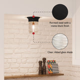 Design House 587220 Jelly Jar 1-Light Indoor/Outdoor Flush Mount Ceiling Light, Black Design House