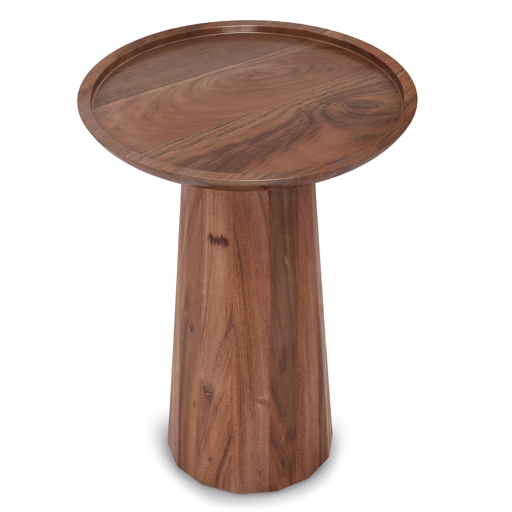 SIMPLIHOME Dayton SOLID MANGO WOOD 13 inch Wide Round Wooden Accent Table in Light Cognac, Fully Assembled, for the Living Room and Bedroom - WoodArtSupply