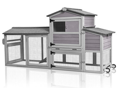 MEDEHOO 80in Chicken Coop with Wheels - Expandable Large Waterproof Chicken House for Outdoor with Nesting Box, Leakproof Pull-on Tray, and UV-Resistant Roof