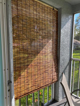 Outdoor Bamboo Blinds for Patio Sun Shade, UV Resistant Window Roller Shades Woven Roll Up Bamboo Curtain Thermal Insulated Cordless 23 35 42 45 52 58 60 65 70 72in Wide (Size : 44in x 64in(W x H)) VELLOW