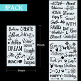 3 Pieces Plastic Painting Stencils 8 x 11 Inch Reusable Inspirational Word Stencils Template for Painting on Wood, Fabric, Paper, Wall DIY Drawing Craft Zonon
