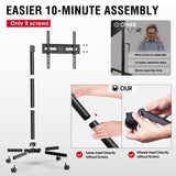 AOKCOS TV Cart Rolling TV Stand - Mobile TV Stand for 32-65 inch Flat/Curved TVs Holds up to 88 Lbs, Portable TV Stand on Wheels with Tilting for Living Room, Bedroom, Office, Max VESA 400x400mm AOKCOS