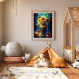 MISCER Flowers Diamond Art Kits for Adults, Sunflower Diamond Painting Kits for Beginners, 5D Full Drill Round Paint with Diamonds Pictures, Gem Art Painting DIY Crafts Kit Decor 12x16inch MISCER