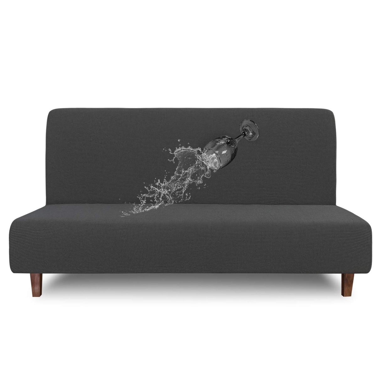 Easy-Going 100% Waterproof Armless Sofa Cover for Futon Couch, Stretch Jacquard Leakproof Furniture Protector for Kids, Pets, Dog and Cat (Dark Gray) Easy-Going