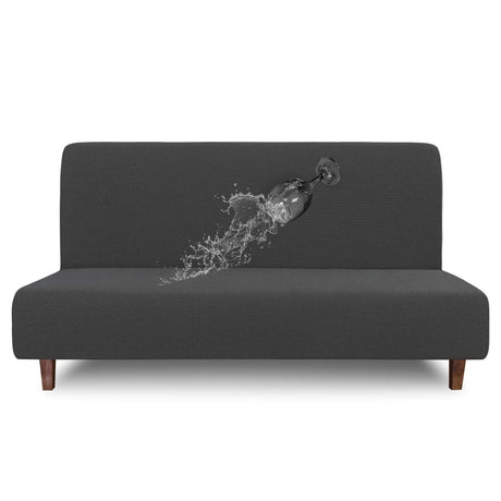 Easy-Going 100% Waterproof Armless Sofa Cover for Futon Couch, Stretch Jacquard Leakproof Furniture Protector for Kids, Pets, Dog and Cat (Dark Gray) Easy-Going