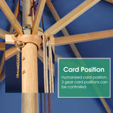 CASUNER 9FT Bamboo Table Umbrella Patio Outdoor Umbrella Market Round Umbrella with Pulley Lift Windproof & Waterproof, 8 Ribs with Polyester Cover for Garden, Deck, Pool, lawn, Backyard (NAVY) CASUNER