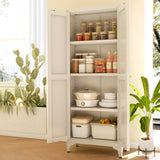 65" Tall Kitchen Cabinet,Food Pantry Cabinets with Doors and Adjustable Shelves,White Metal Storage Cabinets,Large and Portable Arganization Cabinet for Pantries Kitchen Living Room Bathroom Vaernevy