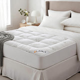OLANLY Full Mattress Topper – Viscose Made from Bamboo Cooling Pillow Top, Plush Bed Topper with Breathable Quilted Design, Soft Full Mattress Pad for Back Pain Relief, White OLANLY