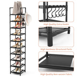 LANTEFUL Tall Narrow Shoe Rack for Entryway, 10-Tier Sturdy Metal Shoe Shelf Storage 10-15 Pairs of Shoes and Boots, Space Saving Corner Shoe Rack Organizer for Closet,Doorway,Garage,Living Room LANTEFUL