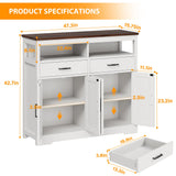 knoworld Buffet Sideboard with Storage Farmhouse with 4 Doors, 47'' Large Kitchen Storage Cabinet Wood Coffee Bar Cabinet Buffet Table with Shelves for Kitchen, Dining Room, Entryway knoworld