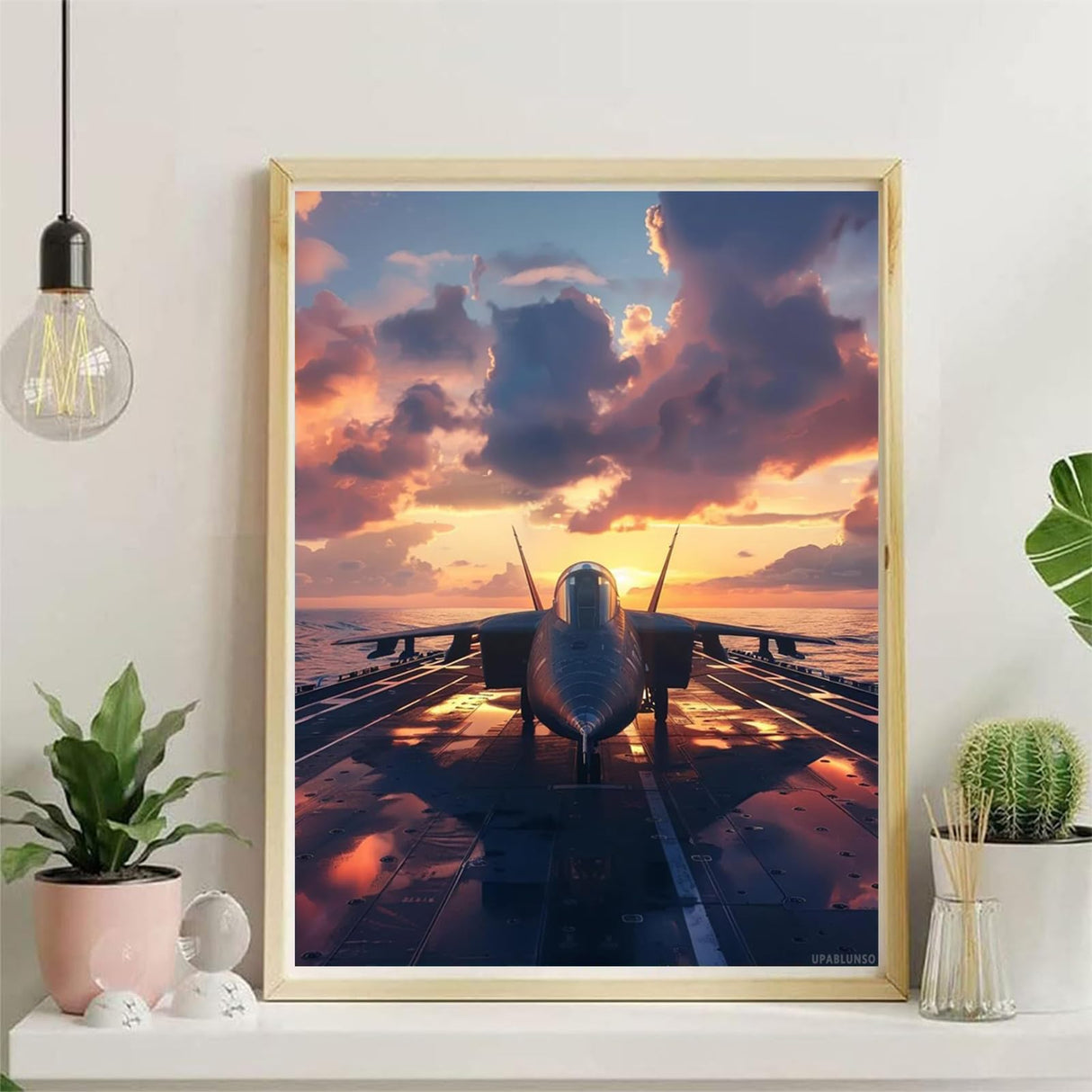 UPABLUNSO Airplane Fighter Jet Aircraft Carrier Diamond Painting Kits for Adults, Vehicle Diamond Painting Art Kit for Adult, 5D Gem Diamond Art Painting for Home Wall Decor Gifts 12x16 Inch UPABLUNSO