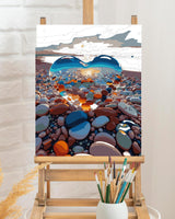 TOCARE Paint by Numbers Kit for Adults Beach Sunset, Acrylic Adult Paint by Number Sunset with Crystal Heart 16x20inch for Home Wall Decor TOCARE