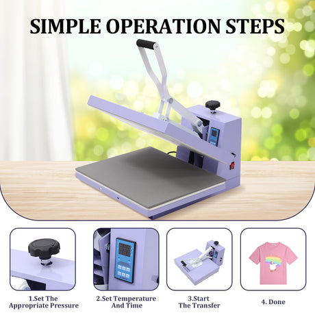 16x20 Heat Press - Professional Digital Sublimation Heat Press Machine for T-Shirts, Clothes, Canvas Bags - Adjustable Pressure, Even Heating Technology, Large Operating Panel EcoExplorer